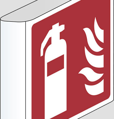 (estintore – fire extinguisher) a bandiera