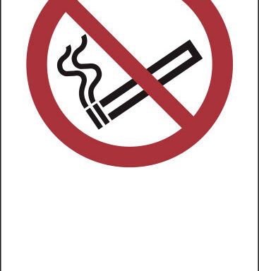 (simbolo “vietato fumare – no smoking” con spazio scrivibile)