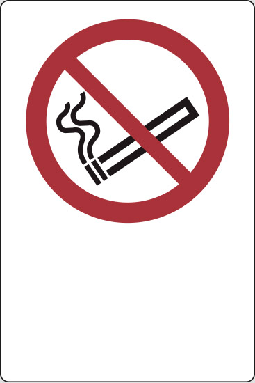 (simbolo “vietato fumare – no smoking” con spazio scrivibile)