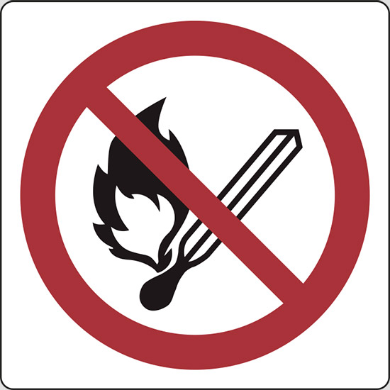 (vietato fumare e/o usare fiamme libere – no open flame: fire, open ignition source and smoking prohibited)