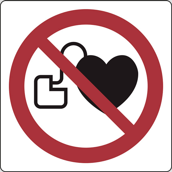 (vietato l’accesso ai portatori di stimolatori cardiaci attivi – no access for people with active implanted cardiac devices)