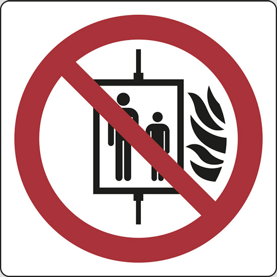(vietato l’uso dell’ascensore in caso di incendio – do not use lift in the event of fire)