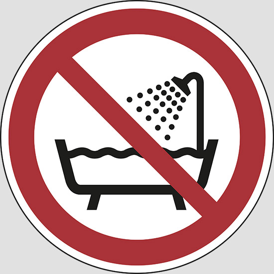 (do not use this device in a bathtub, shower or water-filled reservoir)
