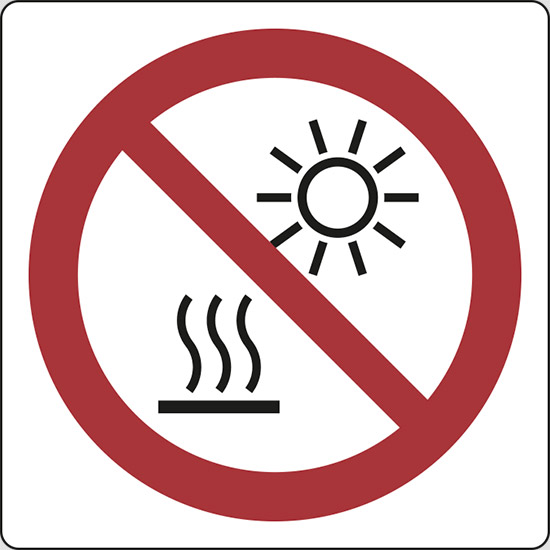 (non esporre alla luce solare diretta o su una superficie calda – do not expose to direct sunlight or hot surface)