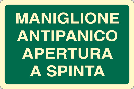 MANIGLIONE ANTIPANICO APERTURA A SPINTA luminescente