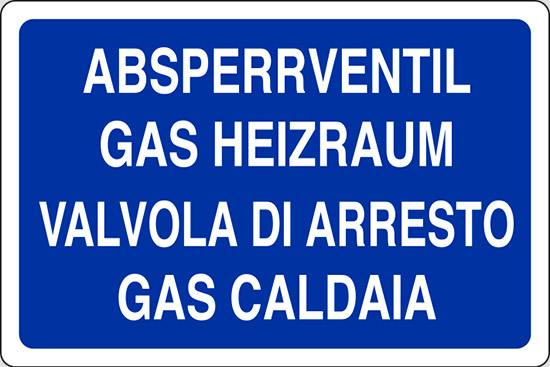 ABSPERRVENTIL GAS HEIZRAUM VALVOLA DI ARRESTO GAS CALDAIA