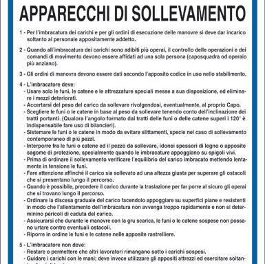 NORME DI SICUREZZA PER GLI IMBRACATORI ADDETTI AGLI APPARECCHI DI SOLLEVAMENTO