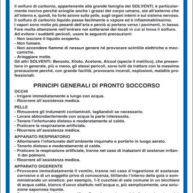 SOLFURO DI CARBONIO-SOLVENTI NORME DI SICUREZZA