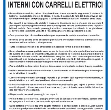 NORME DI SICUREZZA PER GLI ADDETTI AI TRASPORTI INTERNI CON CARRELLI ELETTRICI
