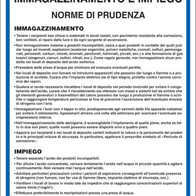 ACIDO SOLFORICO IMMAGAZZINAMENTO E IMPIEGO NORME DI PRUDENZA