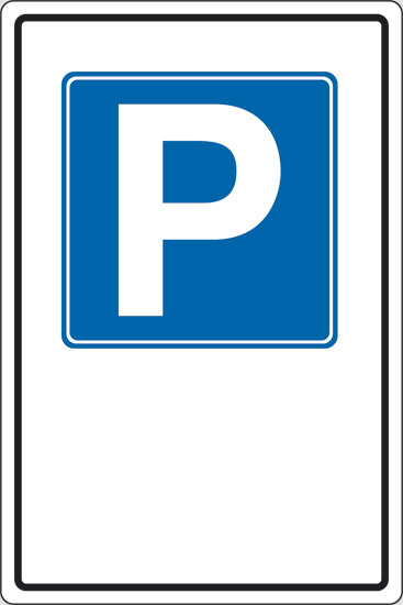 (simbolo “parcheggio” con spazio scrivibile)