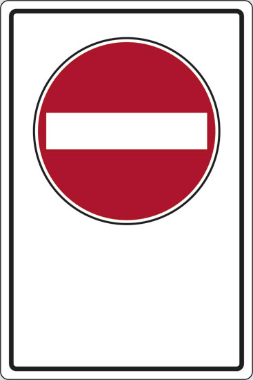 (simbolo “vietato l’accesso strada a senso unico” con spazio scrivibile)