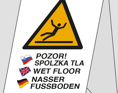 (bifacciale) POZOR! SPOLZKA TLA WET FLOOR NASSER FUSSBODEN