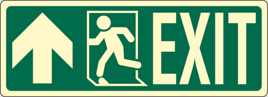 EXIT (diritto a sinistra ) luminescente