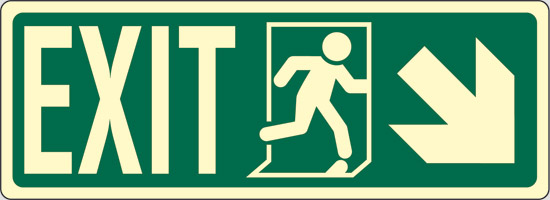 EXIT (scala in basso a destra) luminescente