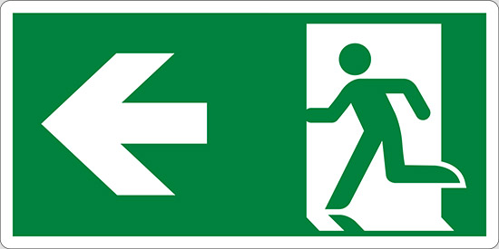 (uscita di emergenza a sinistra – emergency exit left hand)