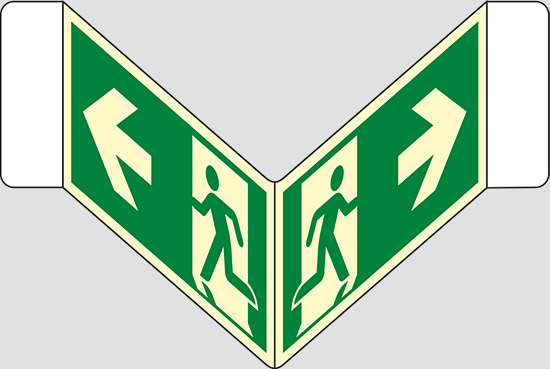 (uscita di emergenza – emergency exit) a “V” luminescente
