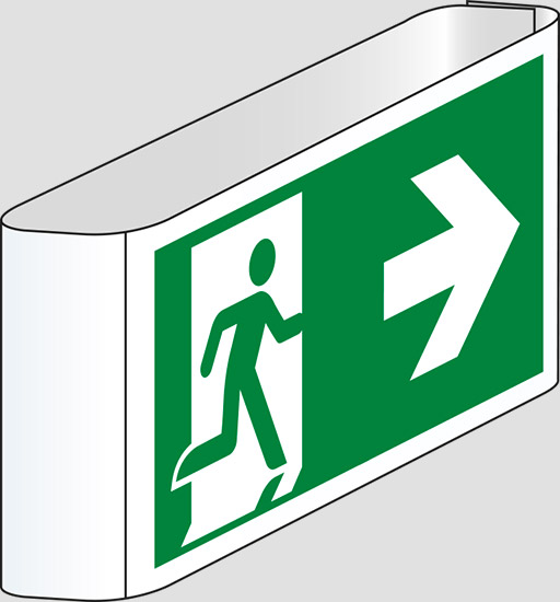 (uscita di emergenza – emergency exit) a bandiera