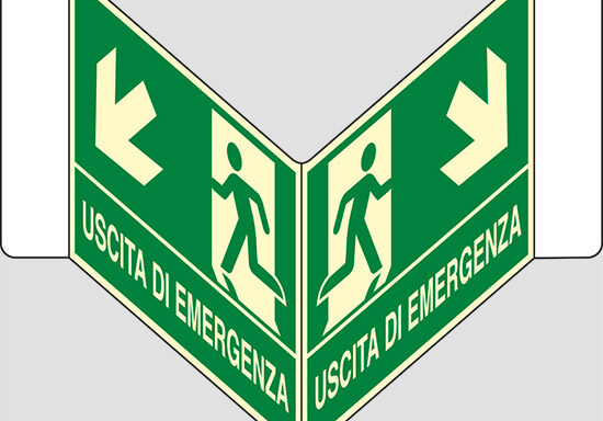 USCITA DI EMERGENZA (scala) a “V” luminescente
