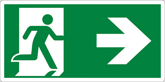 (uscita di emergenza a destra – emergency exit right hand)