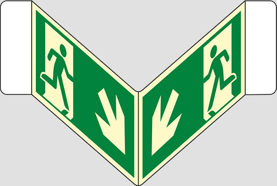 (uscita di emergenza scala) a “V” luminescente