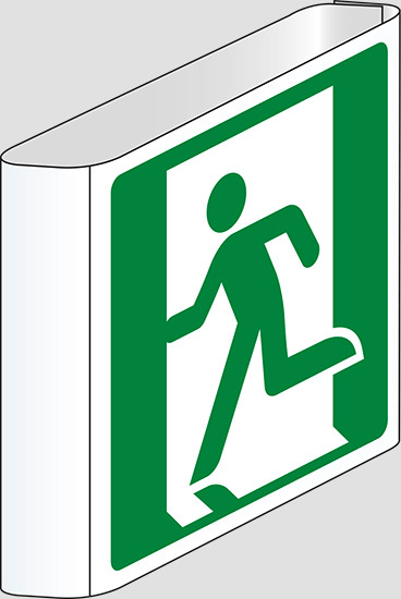 (uscita di emergenza a destra – emergency exit right hand) a bandiera