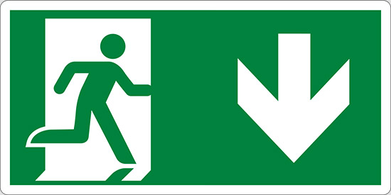 (uscita di emergenza in basso – emergency exit down hand)