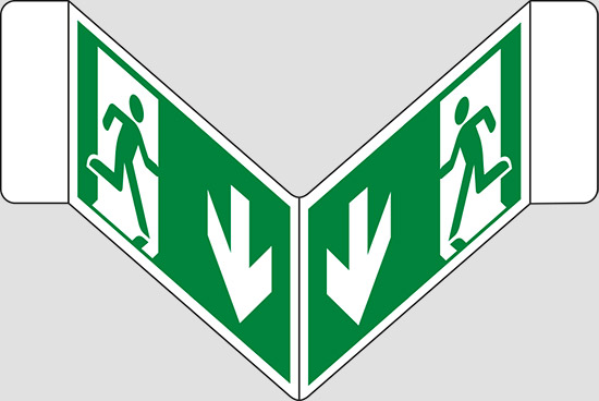 (uscita di emergenza in basso) a “V”