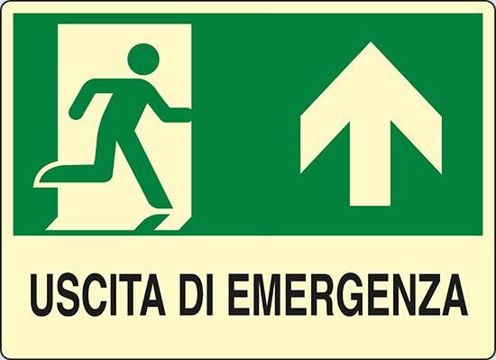 USCITA DI EMERGENZA (in alto) luminescente