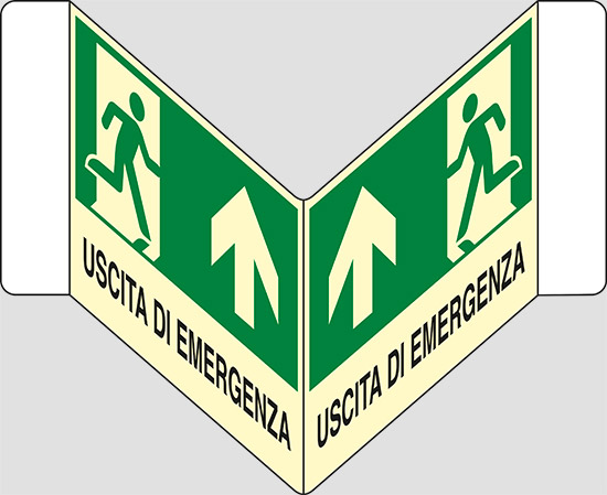 USCITA DI EMERGENZA (in alto) a “V” luminescente