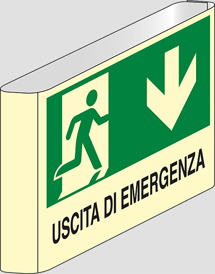 USCITA DI EMERGENZA (in basso) a bandiera luminescente