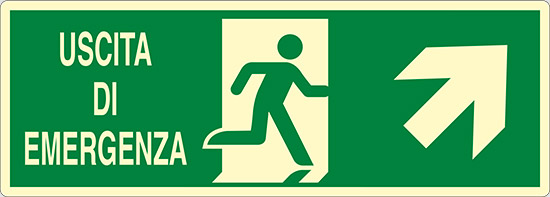 USCITA DI EMERGENZA (scala in alto a destra) luminescente
