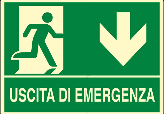 USCITA DI EMERGENZA (in basso) luminescente