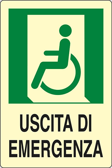 USCITA DI EMERGENZA (disabili a sinistra) luminescente
