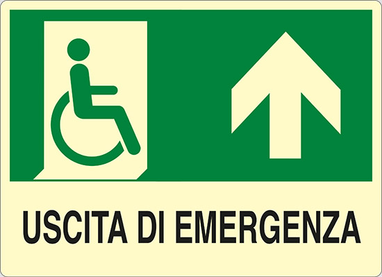 USCITA DI EMERGENZA (disabili in alto) luminescente
