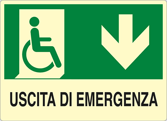 USCITA DI EMERGENZA (disabili in basso) luminescente