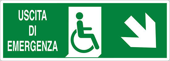 USCITA DI EMERGENZA (disabili in basso a destra)