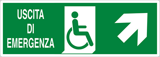 USCITA DI EMERGENZA (disabili in alto a destra)