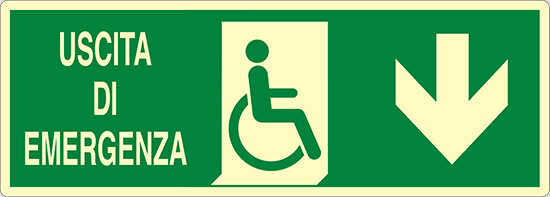 USCITA DI EMERGENZA (disabili in basso) luminescente