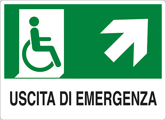 USCITA DI EMERGENZA (disabili in alto a destra)