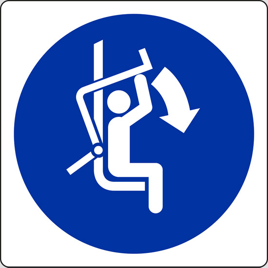 (chiudere barra di sicurezza della seggiovia – close safety bar of chairlift)