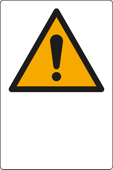 (simbolo “pericolo generico – general warning sign” con spazio scrivibile)