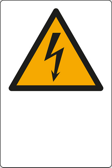 (simbolo “pericolo elettricità – warning: electricity” con spazio scrivibile)