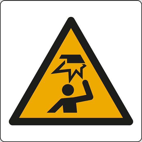 (pericolo ostacoli in alto – warning: overhead obstacle)