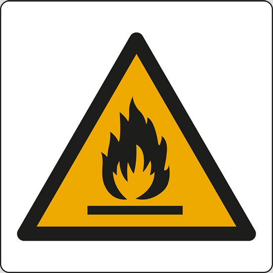 (pericolo materiale infiammabile – warning: flammable material)