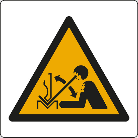 (avvertimento: movimento rapido del pezzo in lavorazione nella pressa – warning; rapid movement of workpiece in press brake)