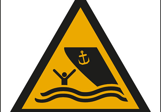 (attenzione; area navigabile – warning; boating area)