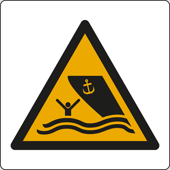 (attenzione; area navigabile – warning; boating area)