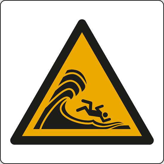 (attenzione; onde alte o grandi – warning; high surf or large breaking waves)